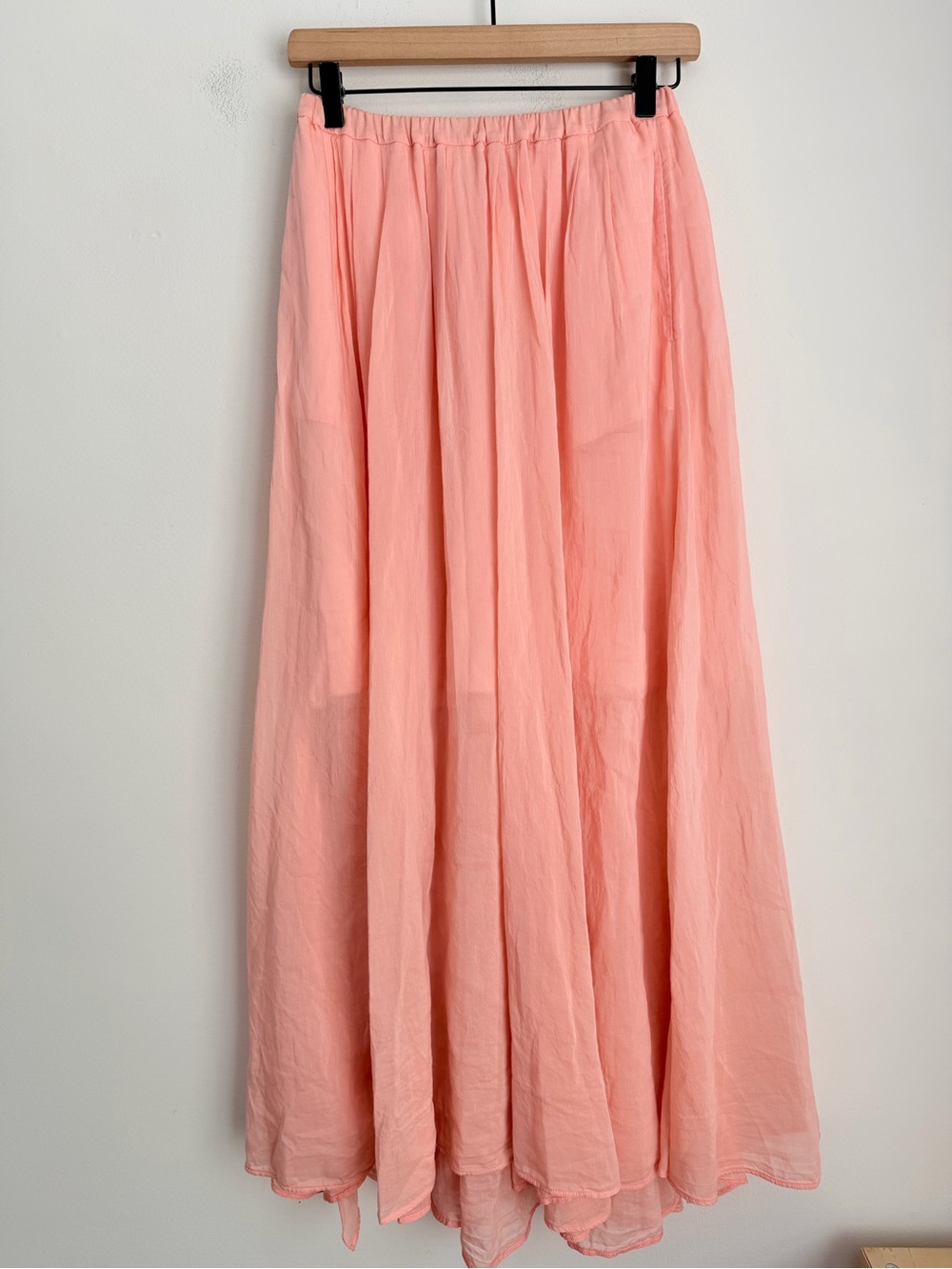 Forte Forte Italy peach Maxi Skirt Pull On Silk blend flowy elastic waist